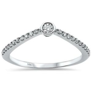 .16ct 14kt white gold diamond trendy Chevron ring